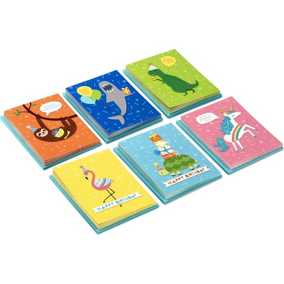 Hallmark Kids Birthday Cards 48 Pack w Envelopes: Dino Unicorn Shark & More - Picture 3 of 7
